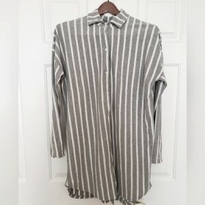 Grey & white stripe shirt dress S